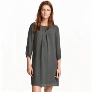 H&M grey chiffon 3/4 sleeve dress